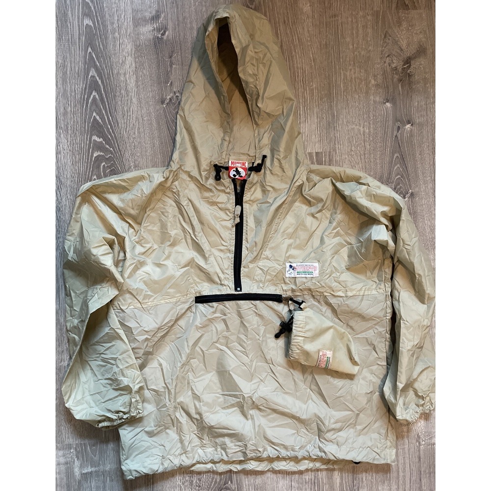 Walt Disney World MICKEY MOUSE INC Authentic Windbreaker Rain Jacket 2XL Beige